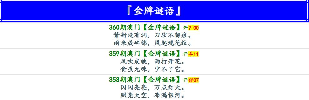 360期金牌谜语[图]